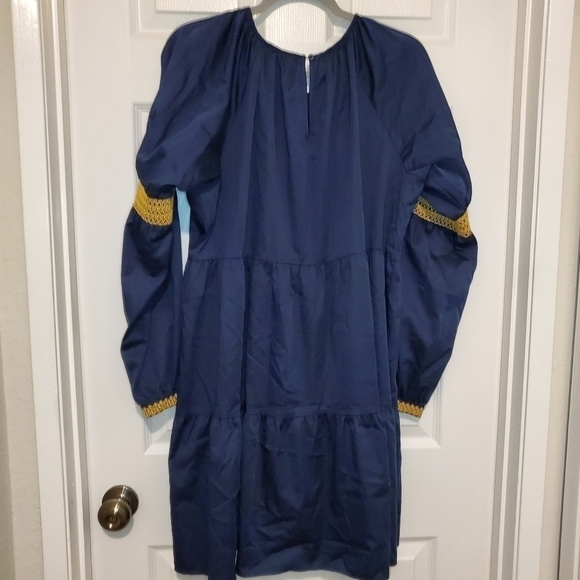 Elizabeth and James Navy Blue Peasant Tiered Dress Embroidered Long Sleeve - Picture 7 of 12